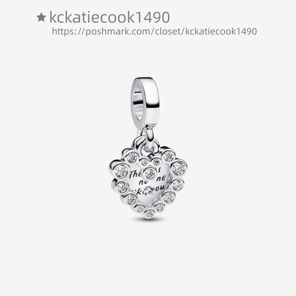 Pandora Sparkling Heart Double Dangle Charm - Picture 1 of 6